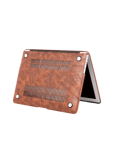 Macbook Air Kılıf 13 İnç Deri Leat01 Eski Usb'li Model 2010-2017 A1369 A1466 İle Uyumlu Kahverengi