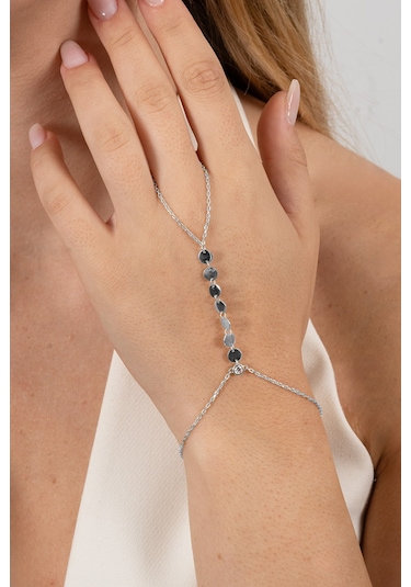 925 Ayar Gümüş Şahmeran Rodyumlu Zirkon Taşlı Pullu Şahmeran Barcode Beyaz - Rose Gold