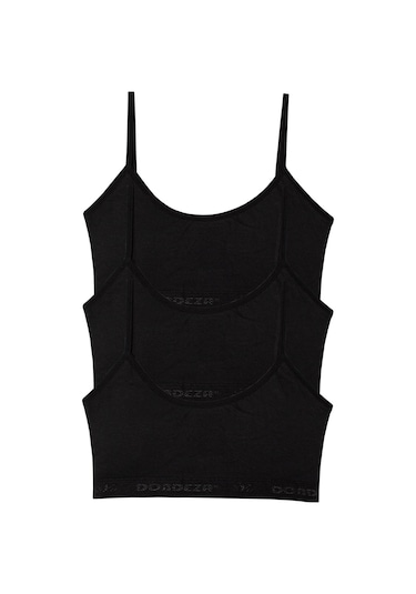 Genç Kız Pedli 3'lü Ip Askı Düz Ilk Sütyen Büstiyer Siyah 11