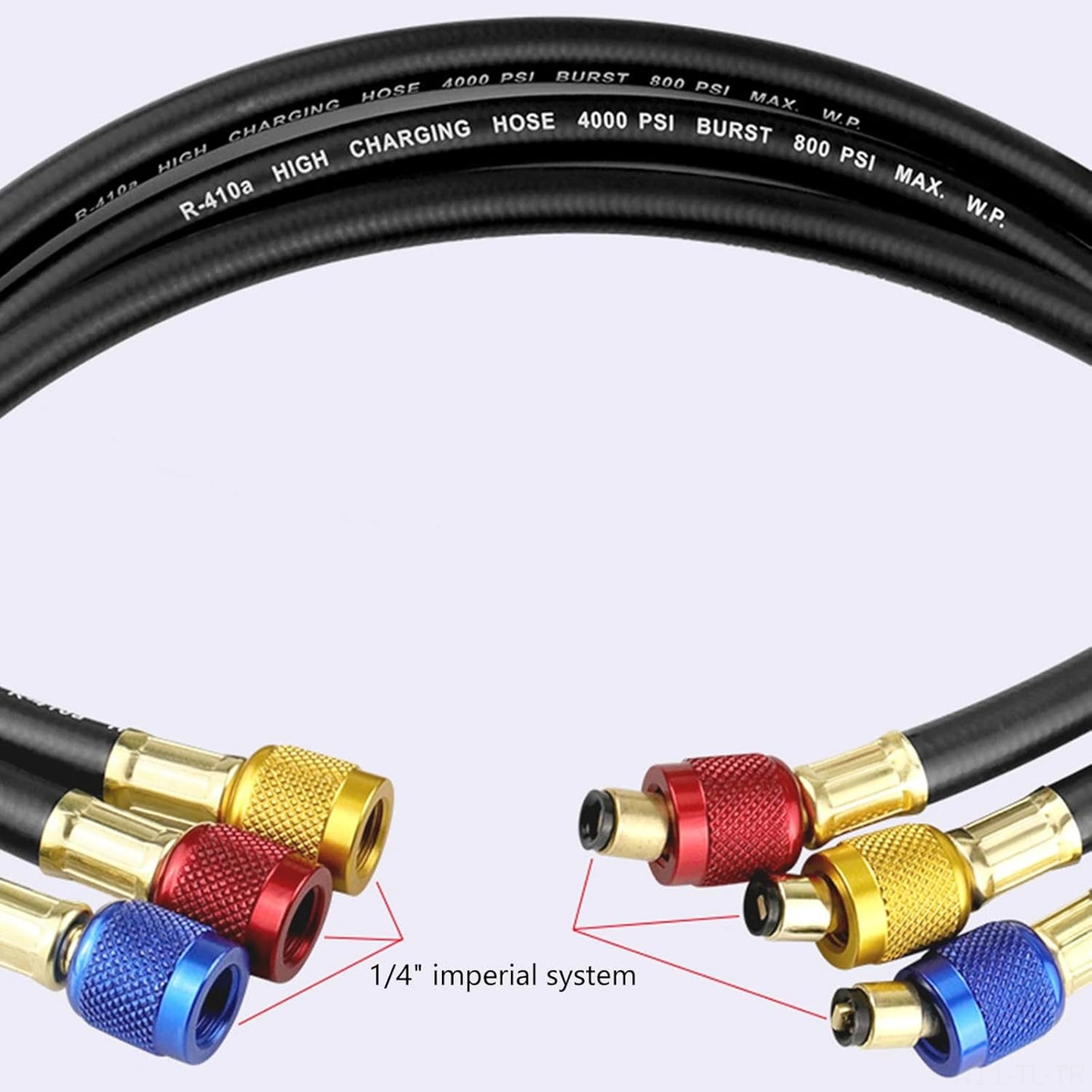 Hombey R22/r134a/r410a Soğutucu Yükleme Hortumu Seti - 1m Dayanıklı Kauçuk, 800 Psi Çalışma Basıncı, Otomobil Ve Konut Klimaları İçin