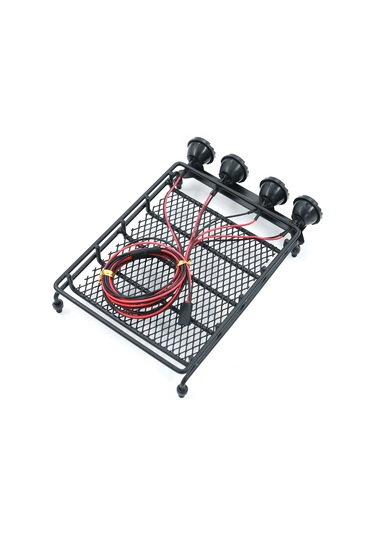 Jeehugo Jeep Ampul Kapağı Tipi Led Işıklı Metal Çatı Bagaj Rafı - 1/10 1/12 1/14 Scx10 Cc01 Mn D90 D91 D99 Uyumlu Bjm051-b B1