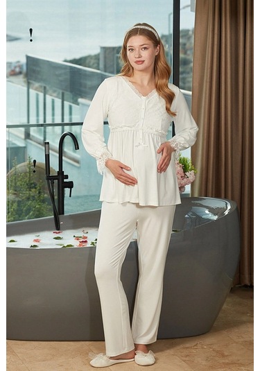Modadua Aqua 26626 Pijama Takım Krem