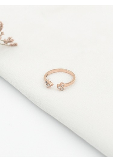 Brezza Lusso Jewelry Ziron Taşlı Kadın Gümüş Yüzük Ayarlanabilir Rose