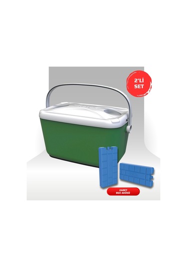 Buzluk Termos Set-30 Lt Buzzy Buzluk Termos 1178 Cooler Box + 2 Adet K-250 Buz Aküsü Koyu Yeşil