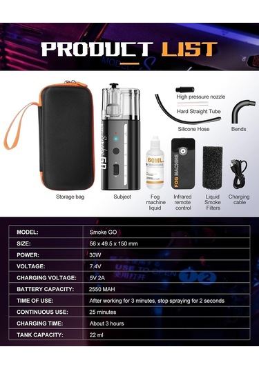 Lensgo Smoke Go All-ın-one Handheld Fog Machine 30w