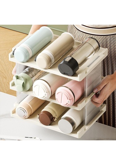 Suntek Bardak Depolama Rafı Bodrum İçecekler Mutfak Düzenleme 33x22x27,5 Cm Şeffaf