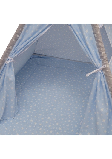 Exorbaby Ahşap Ve Pamuklu, Toplanmaz, Oyun Çadırı, Oyun Evi Mavi