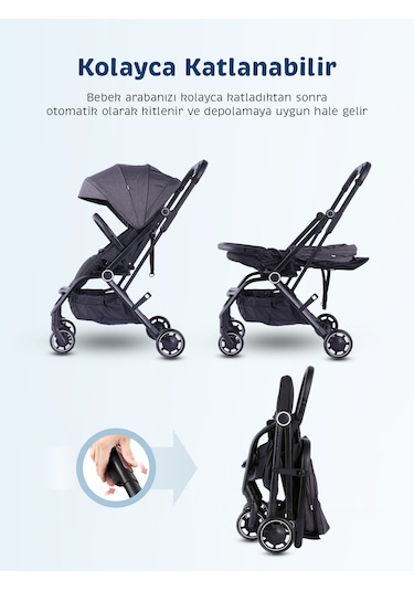 Baby Storch - F8 Model 360 Derece Dönebilen Bebek Arabası - Gri