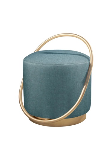 Loop Serisi Puf, Metal Halkalı Puf, Makyaj Oturağı ,puf Bench Montajsız Oturak Gold Metal Ayaklı Füme