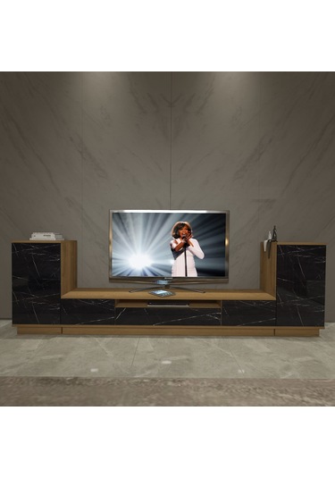 Decoraktiv Trendstyle On2s Mdf Tv Ünitesi Tv Sehpası Pera - Siyah Mermer