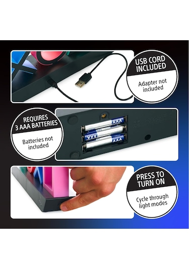 Mufunye Oyun Konsolu Simge Işıklı Dekoratif Lambader - Usb Şarjlı 3 Aydınlatma Modu Ve Müzik Etkileşimi İle Sohbet Konusu Oda Aydınlatıcısı Siyah, Logo Yok Siyah