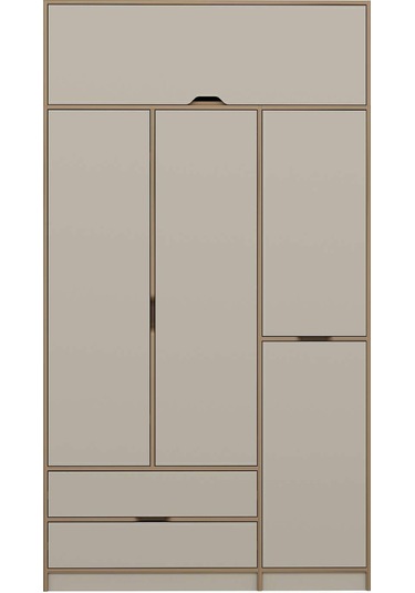 Elina 3 Kapaklı Dolap + Yüklük - Dore/kumtaşı Çok Renkli