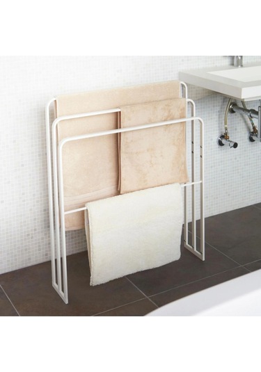 Ovalli Metal Banyo Havlu Askılığı Beyaz