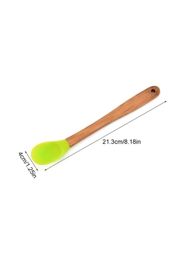 Ulzyvf Yemek Spatulas Spatula Spatula Silikon Silikon Seti Pişirme Pcs Mutfak Mini Mini Makinesi Kulplu Kaşık, Kabuğu İçin Gümüş Fırçası, Ahşap Ahşap 5 5 Xp gümüş