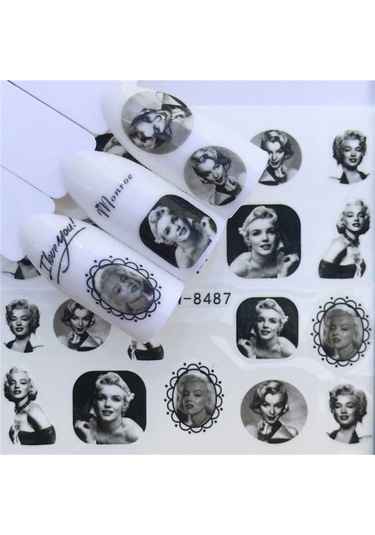 Marilyn Monroe Tırnak Dövmesi Vinil Sticker Çoklu Nail Dövme Film Artist Figür 6x5.5