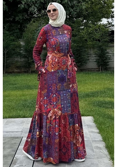 Rabia Şamlı Nehir Elbise Kırmızı Normal