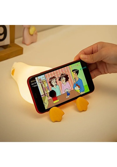 Şarjlı Sevimli Silikon Ördek Gece Lambası Dokunmatik Kısılabilir Sarı