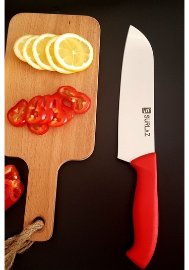 Red Santoku Şef Bıçağı Mutfak Bıçağı Çok Amaçlı Kırmızı