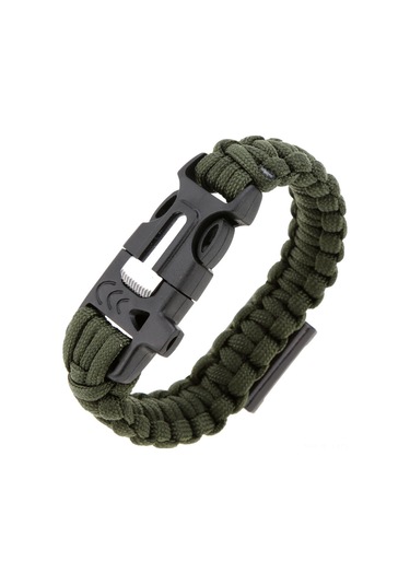 Wezone Yeşil Askeri Kurtarma Bileklik, 3m Paracord, Çakmak Taşı, İçinli Pıçak Ve Şişe Açıcı İle Doğal Etkinlikler İçin Koyu Yeşil