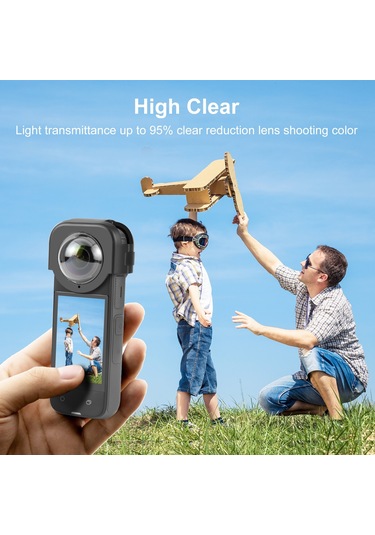 Insta360 X4 Puluz İçin Geçmeli Lens Koruma Koruyucu Kapak Siyah
