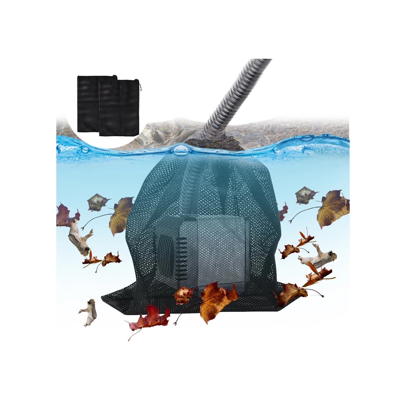 Vkemall 2 Adet Su Pompa Filtre Çantası, Poliester Malzeme, Ev, Mutfak, Bahçe Kullanıma Uygun, Yabancı Cisimleri Filtreleyerek Pompa Ömrünü Uzatır