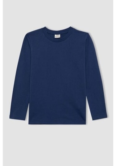 DeFacto Erkek Çocuk Bisiklet Yaka Basic Düz Uzun Kollu Tişört B7771A8NSNV131 Lacivert