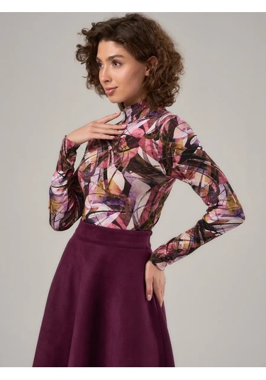 Sherbi Ana Akdeniz Yüksek Yakalı Basic Büyük Beden Uzun Kollu 288729826 Pembe