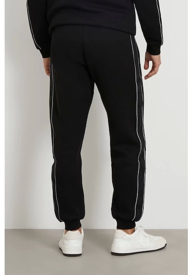 Guess Erkek Yanı Logolu Jogger Pantolon Siyah