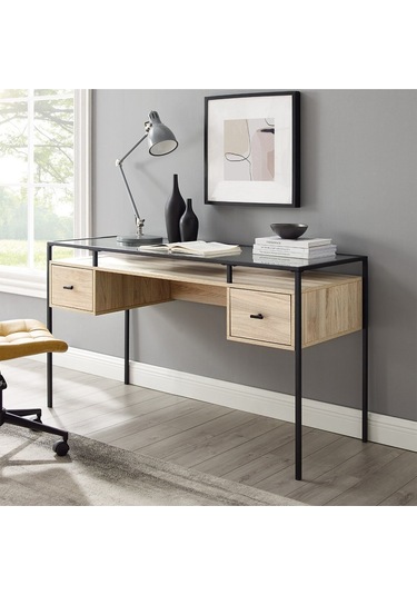 Gianna Siyah Metal Çalışma Masası Kahve