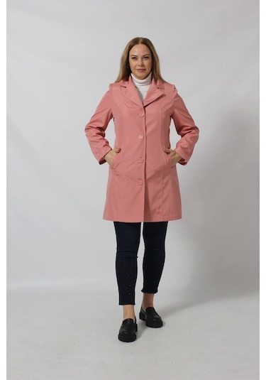 1670 Düğmeli Cep Detaylı Bondit Ceket Pudra