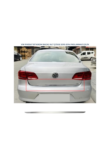 Vw Passat B7 Krom Bagaj Alt Çıtası 2010-2014 Arası Uyumlu Paslanmaz Çelik