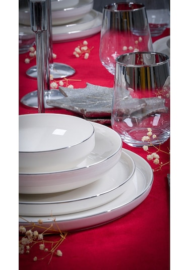 Heda Porselen Rüya Platin Yaldız 24 Parça 6 Kişilik Porselen Yemek Takımı