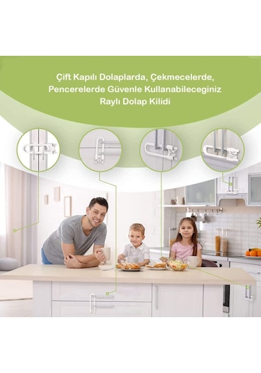 İdeal Baby Raylı Dolap Kilidi 4 Adet Çok Renkli