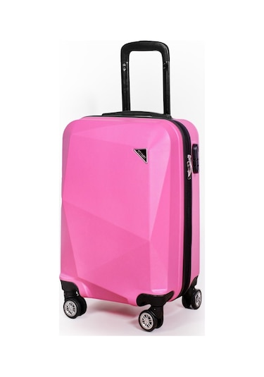 Polo&Sky Elmas Model Pembe Renk Kabin Boy Valiz Bavul Pembe