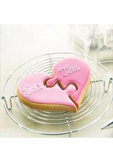 Yeni 2 Parça Sol + Sağ Aşk Kalp Kek Kurabiye Kesici Kalıbı Sevgililer Günü Kullanımı Diğer