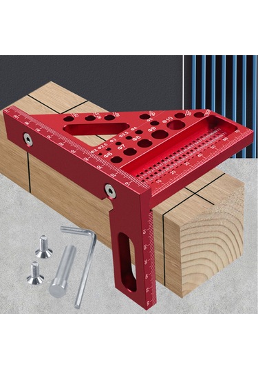 Konesam Alüminyum Ahşapçılık Üçgen Cetveli, Çok İşlevli Açı 22.5 -75 Ve Ölçüm Fonksiyonuyla, Doğru Çizim Ve Konumlandırma Araçları, Mavi