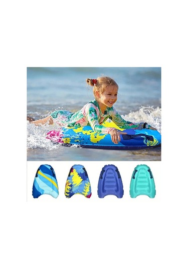 Honeybeeshop 1 Adet Çok Renkli Çocuk Sörf Tahtası Tutma Sapı İle Taşınabilir Dayanıklı Polimer Plaj Sörfü Ve Yüzme İçin İdeal Mavi Sarı Çizgili Tasarım