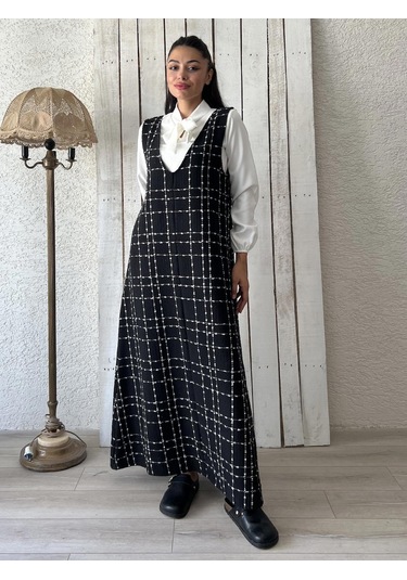 Siyah Tüvit A-kesim Jile Elbise