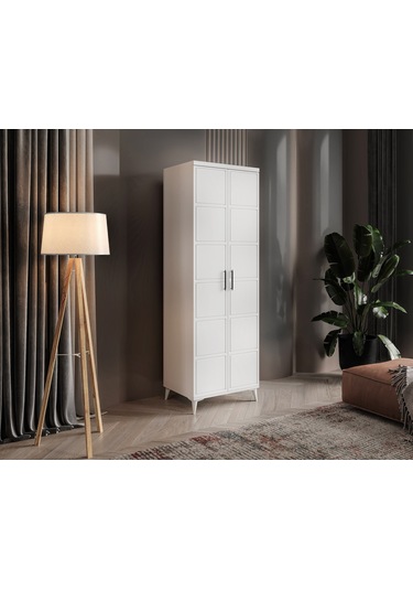 GuneyStore Milano 2 Kapaklı Komple Mdf Beyaz Gardırop