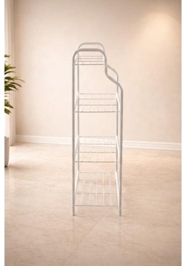 Modern Beyaz 4 Katlı Metal Çiçeklik Standı: Çok Amaçlı Mutfak,kitaplık&dekoratif Lüks Stand