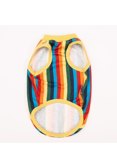 Renkli Çizgili Kedi Köpek Tişörtü - Kedi Köpek Kıyafeti