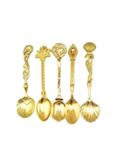 Konesam 5'li Renkli Paslanmaz Çelik Kaşık Seti - Kahve Ve Pirinç İçin - Ritüel Yemealara Uygun 200g Diğer