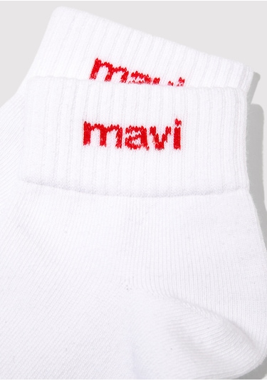 Mavi - Mavi Logo Detaylı Beyaz Patik Çorap 1910331-23248 Beyaz