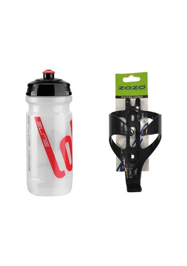 Elite Loli Şeffaf Bisiklet Matarası 600Ml Kafes Siyah - Kırmızı - Beyaz