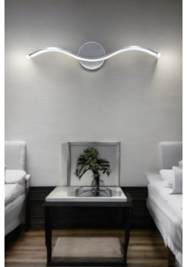 Wave Modern Tasarım Gri Renk Gün Işığı Ledli Banyo - Mutfak - Sal Gri