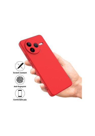 Xiaomi Poco F7 Pro İçin Katı Renk Sıvı Silikon Damlamaz Tam Kapsama Telefon Kılıfı Kırmızı