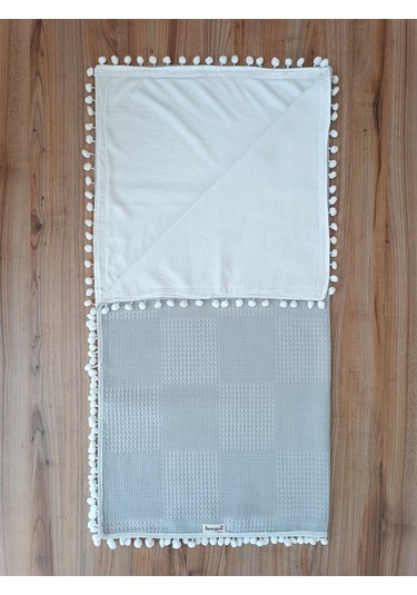 S.kahve Kız Erkek Bebek Battaniyesi Pike %100 Pamuklu Doğal Organik Uyku Çift Taraflı Örtü 86x86cm Btn10248 Gri