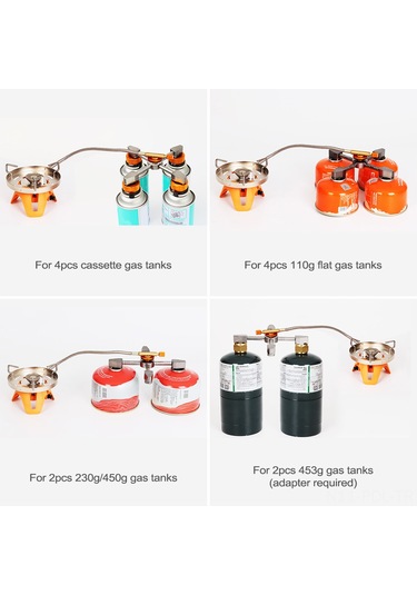 Padalink Kamp Ve Doğa Yürüyüşü İçin Dört Fonksiyonlu Alüminyum Gaz Tüpü Bağlantı Adaptörü Gümüş