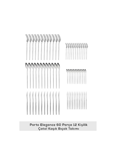 Karaca  New Porto Platin 12 Kişilik 60 Parça Çatal Kaşık Bıçak Takımı