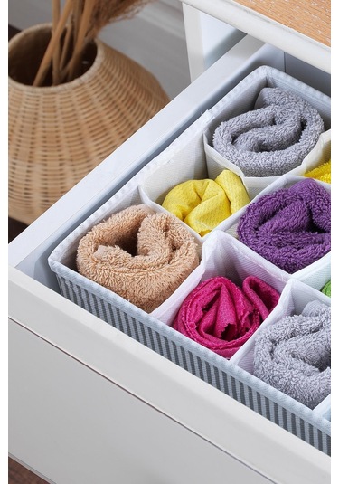 3 Adet Home 12 Bölmeli Çekmece İçi Düzenleyici Organizer Beyaz/gri